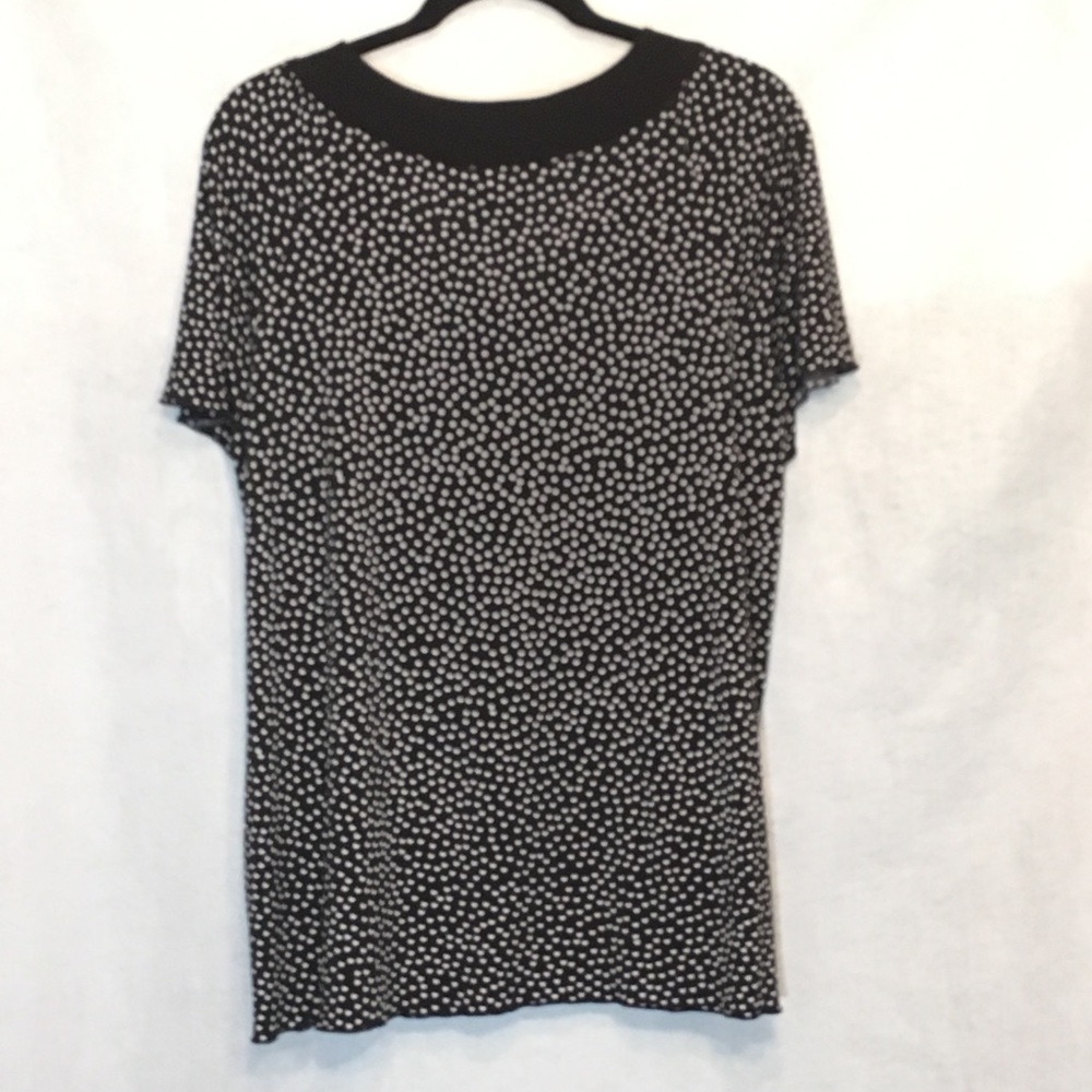 CJ Banks Polka Dot Ruffled Short Sleeve V Neck Top - Picture 4 of 6